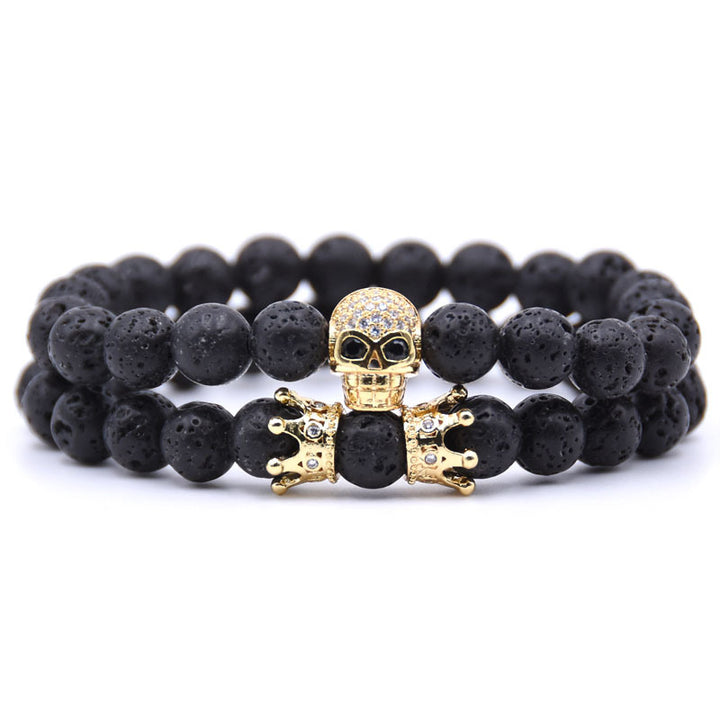 Volcanic stone skull bracelet