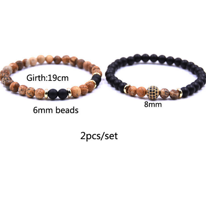 Natural Stone Bracelet Set Micro Zircon Bracelet