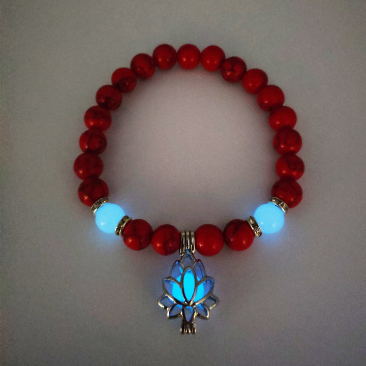 Energy Luminous Lotus Natural Stone Bracelet Yoga Healing Luminous Glow In The Dark Charm Beads Bracelet For Men Women Prayer Buddhism