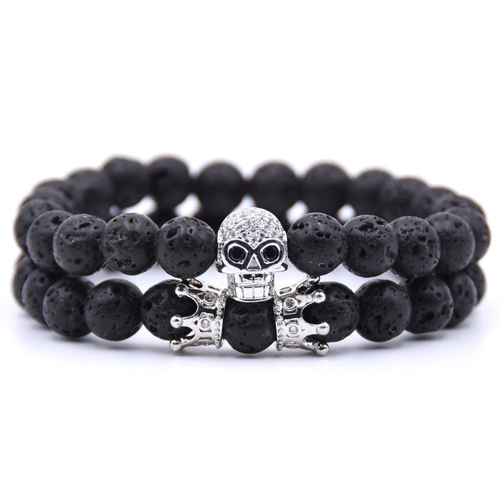 Volcanic stone skull bracelet