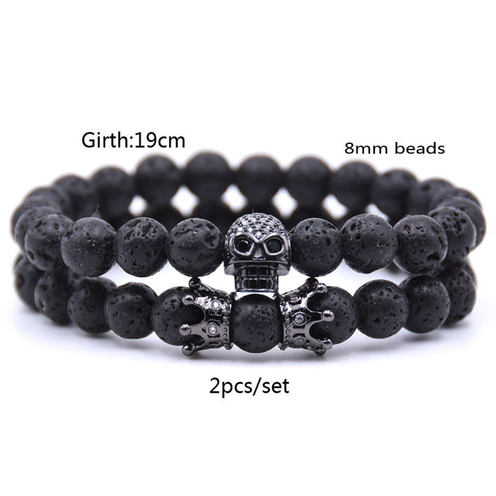 Volcanic stone skull bracelet