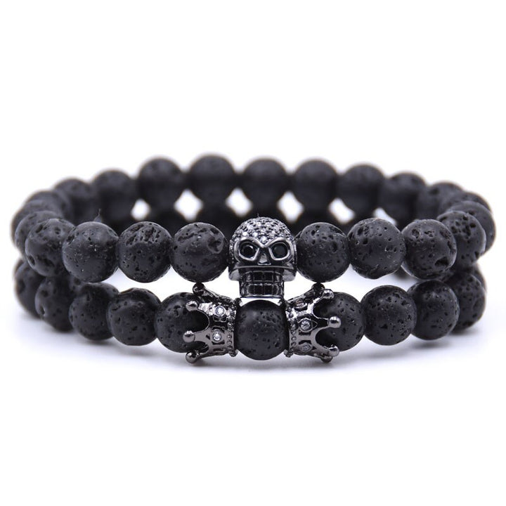 Volcanic stone skull bracelet