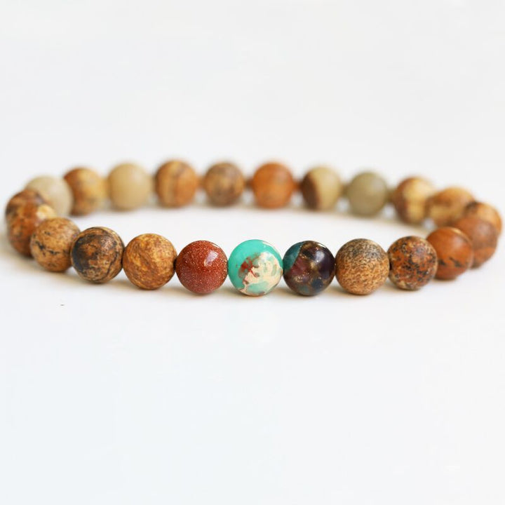 Picture Stone Gold Sand Stone Natural Beaded Bracelet