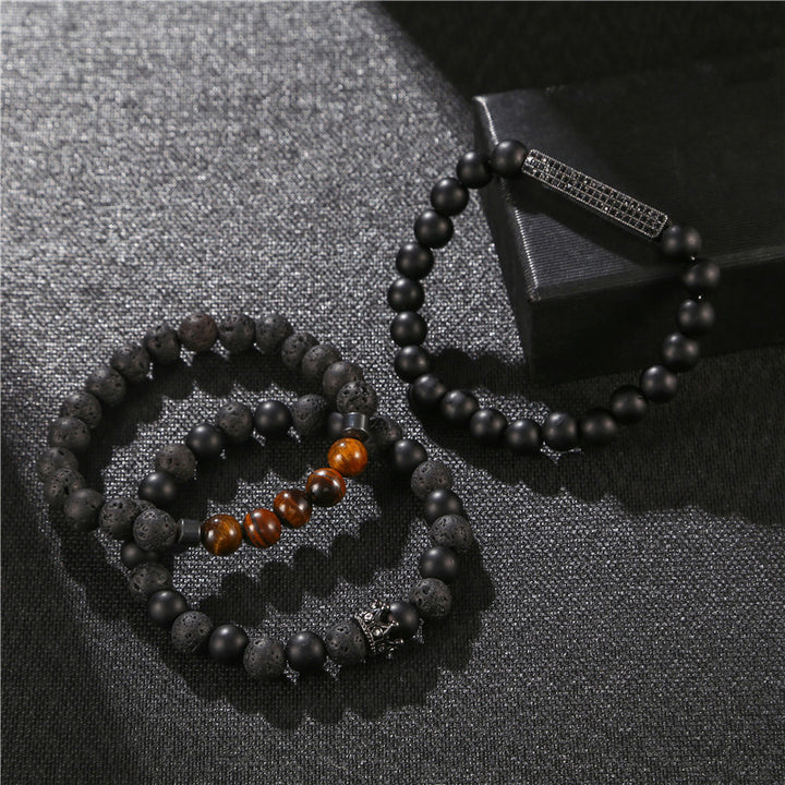 Frosted Lava Stone Suit Bracelet Men