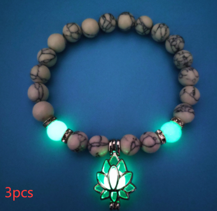 Energy Luminous Lotus Natural Stone Bracelet Yoga Healing Luminous Glow In The Dark Charm Beads Bracelet For Men Women Prayer Buddhism